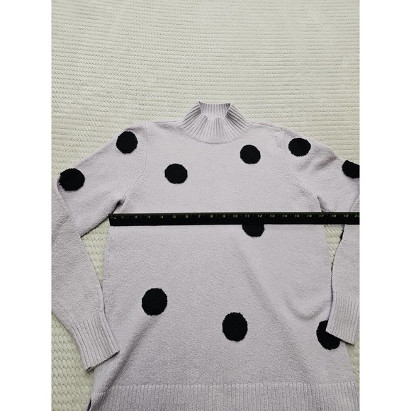 Loft Outlet Sweater Womens Medium Petite Purple With Black Polka Dots - Picture 3 of 7